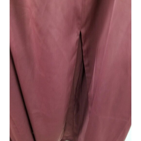 Banana Republic Wine Satin Front Slit Midi Skirt Sz 14 Coquette Feminine Flowy - Picture 7 of 7